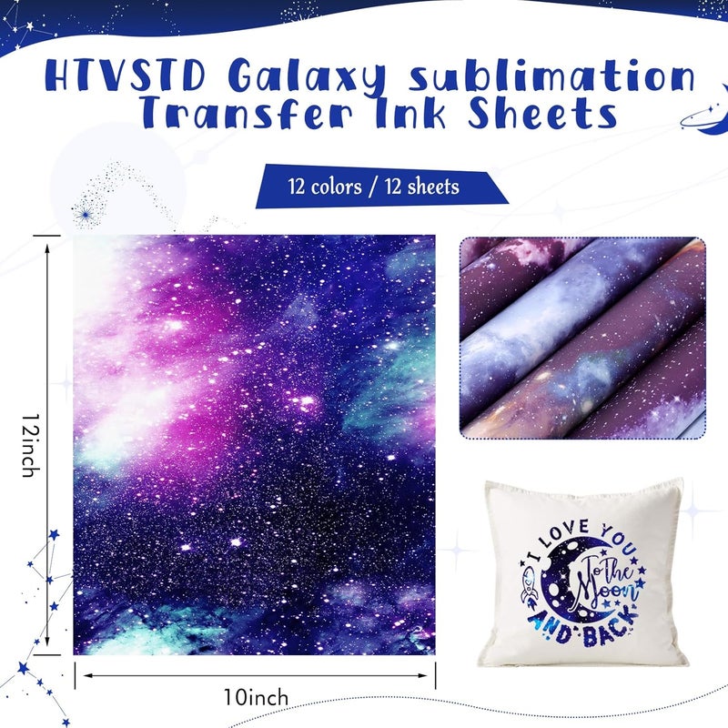 HTVSTD Galaxy Sublimation Transfer Ink Paper - 12sheets 12" x 10" Space Stars Patterned Sublimation Transfer Sheets for Tumbler Mugs DIY Sublimation Patterned Paper - Image 2